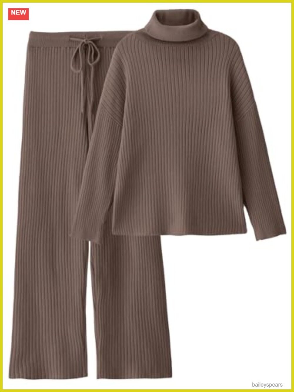Women's 2 Piece Turtleneck Sweater and Wide Leg Pants Lounge Set Cozy Knit